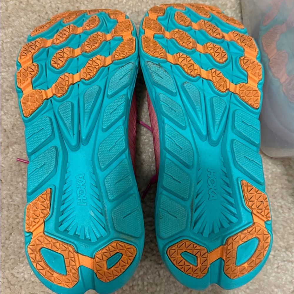 Hoka One Pink and Teal Athletic Shoes - Picture 2 of 4